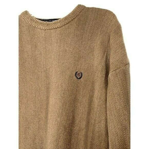 Chaps Ralph Lauren tan knit sz l Polo crew neck sweater long sleeve - Picture 2 of 11